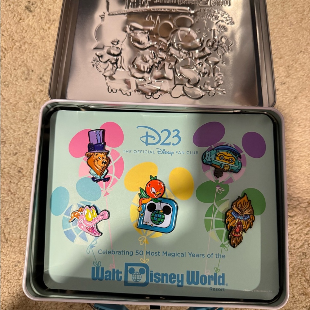 Disney D23 Magical Character Pin Set and Lunchbox